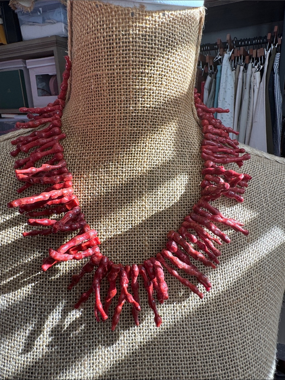 Stunning Red Coral Branch Statement Necklace - Women Jewelry